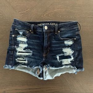 American Eagle High-Rise Dark Wash Jean Shorts